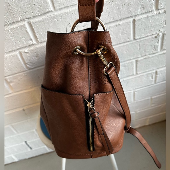 Chic Brown Faux Leather Hobo Shoulder Crossbody Bag W/Detachable Crossbody Strap - Picture 2 of 16